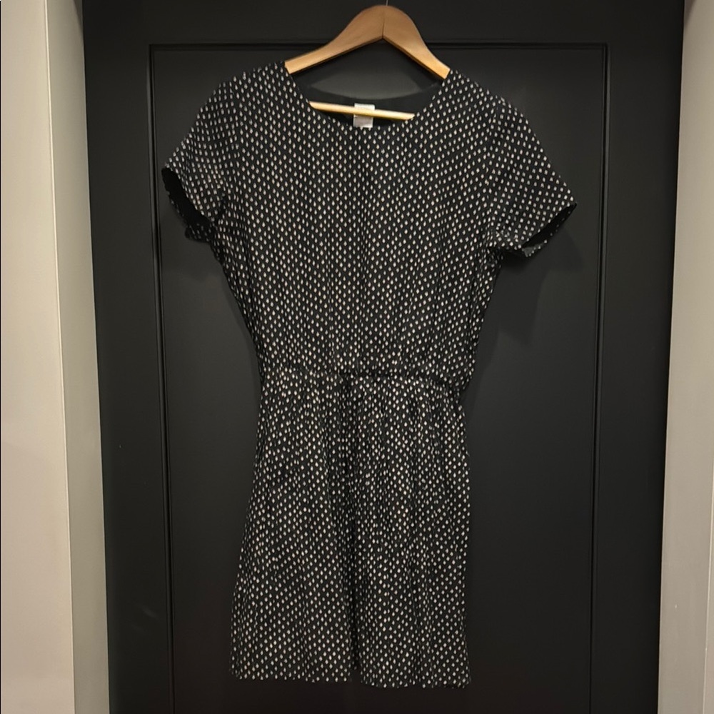 De Petits Hauts Paris navy cotton minidress with white dot pattern